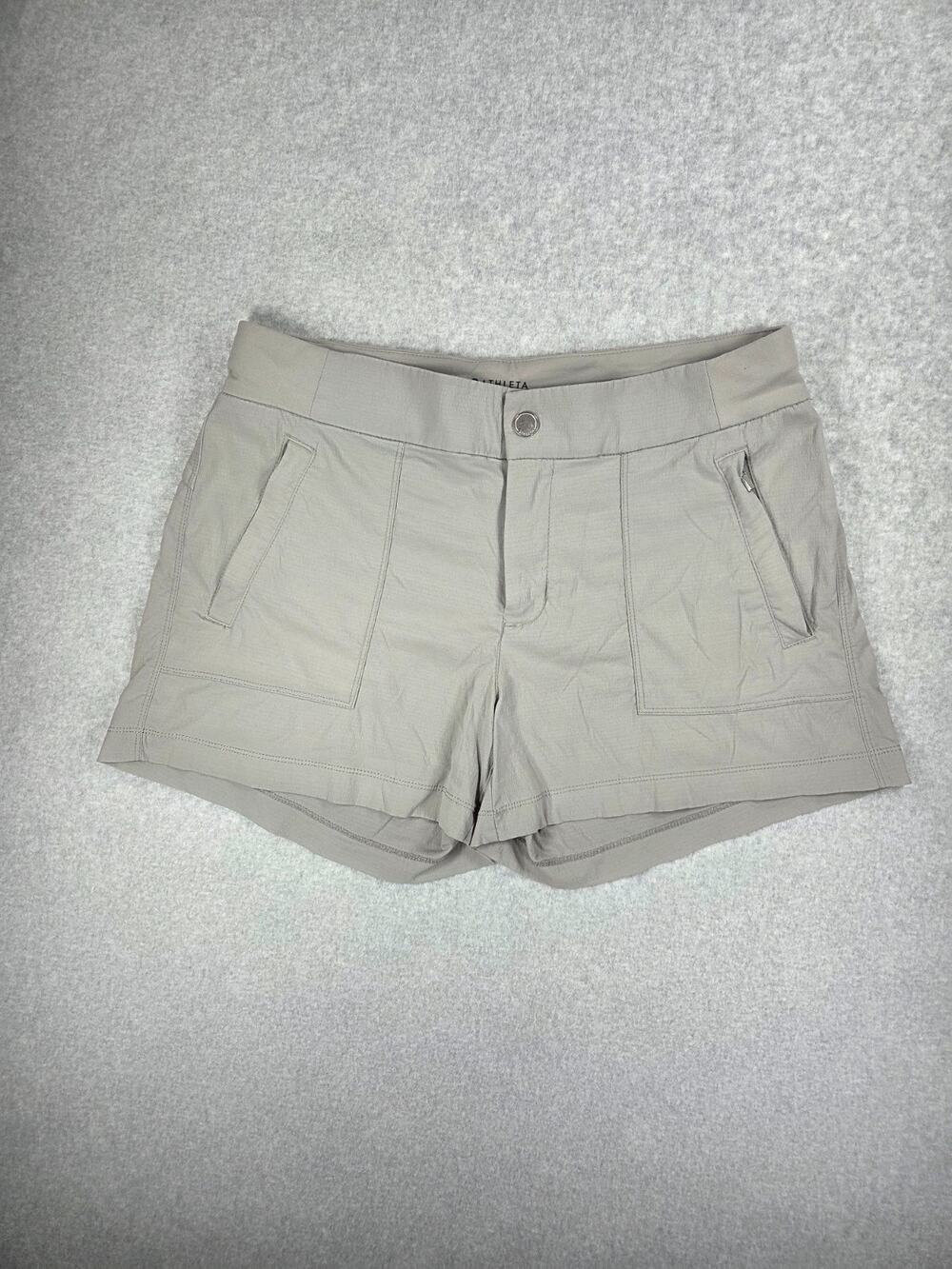 Athleta Trekkie North Mid Rise Shorts Women's 8 Green Ripstop Hiking Pockets